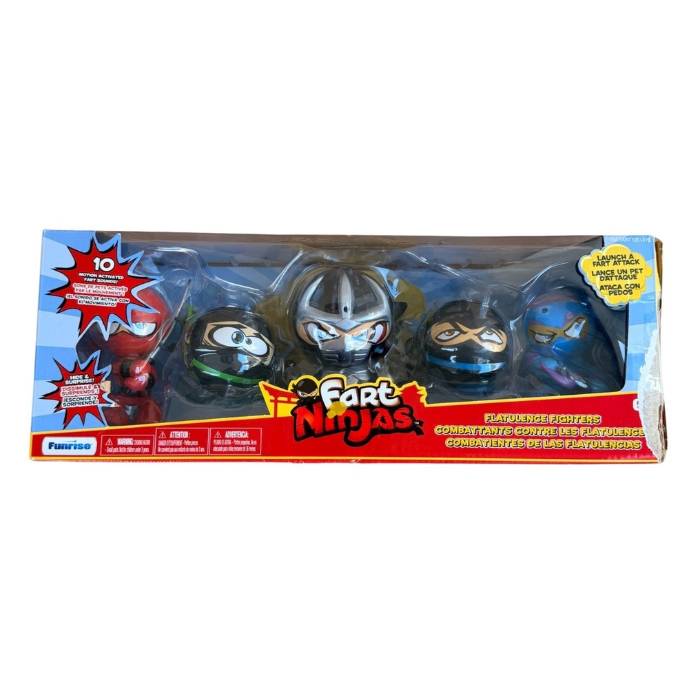 5-Pack Funrise Fart Ninjas Farty Action Figures Motion Activated 10 Fart Sounds